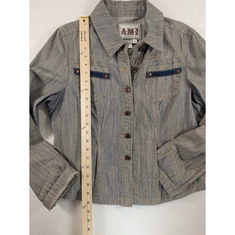 VTG A.M.I. Button-Up Denim Top Women M Denim Rodeo Western Cowboy Country Riding - Picture 7 of 12